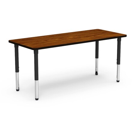 Virco 72 in. W, 30 in. L, 24-32 in. H, Medium Oak Top / Black Edge 503072ADJ